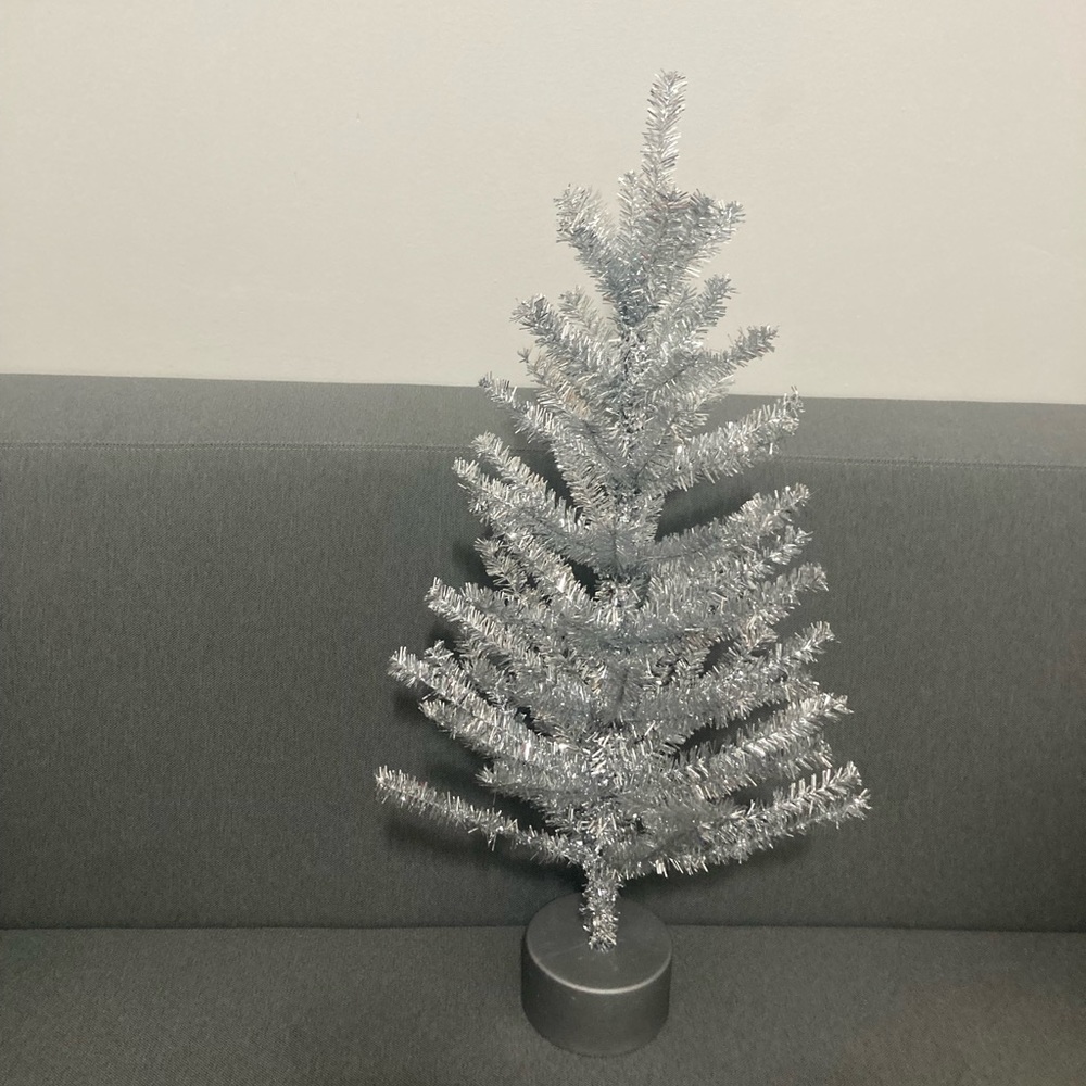 Silver mini Christmas tree holidays xmas trees simple shiny elegant